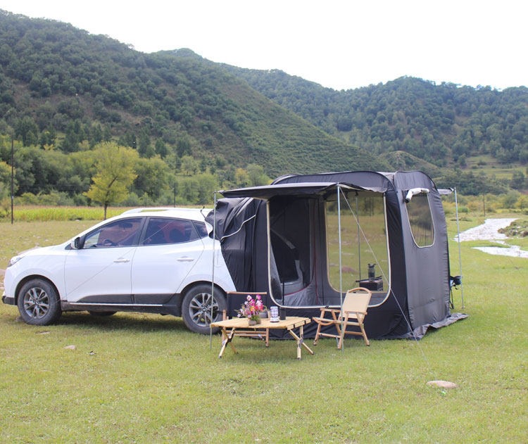 SUV rear automatic quick-open tent, outdoor double-layer canopy, extendable vehicle camping device