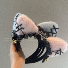 新しい蝶ネクタイ猫耳ヘッドバンド秋と冬の甘いロリータプリンセススタイルのヘッドバンド多用途漫画ヘッドバンド