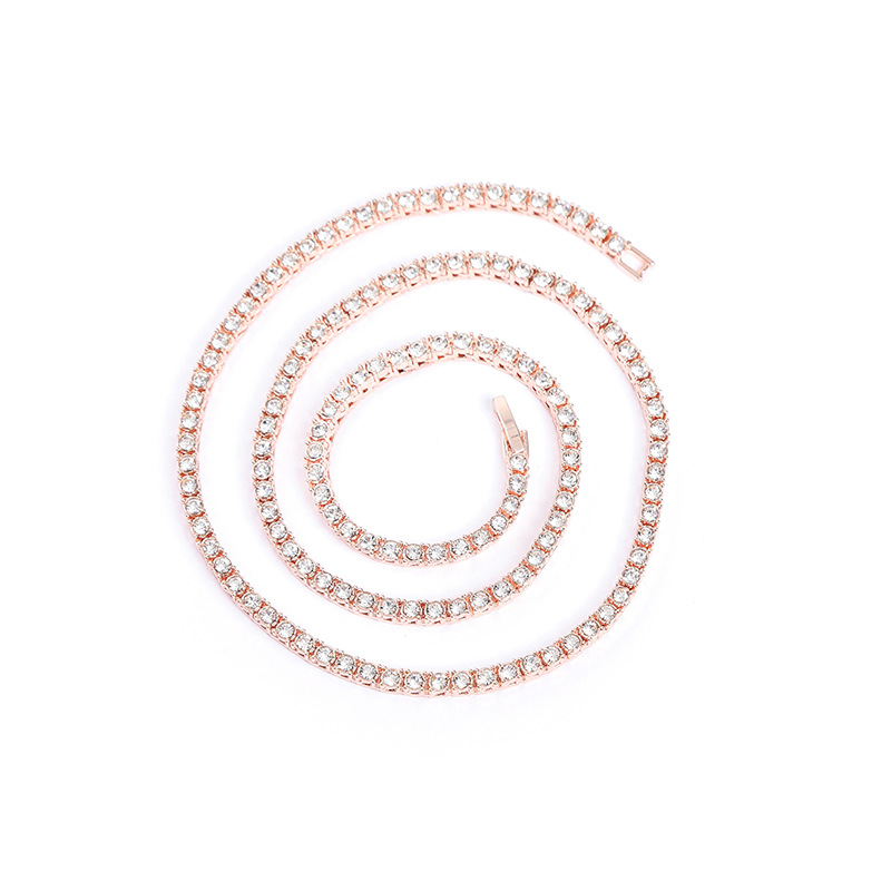 Cadena de tenis con diamantes de imitación de aleación de 5 mm de estilo europeo y americano para hombres y mujeres, cadena de tenis de diamantes de una sola fila, simple y versátil de alta gama con etiqueta adhesiva de código gratuita. image 12