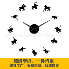 马术diy亚克力挂钟简约客厅无框墙壁镜面时钟亚马逊跨境定制钟表