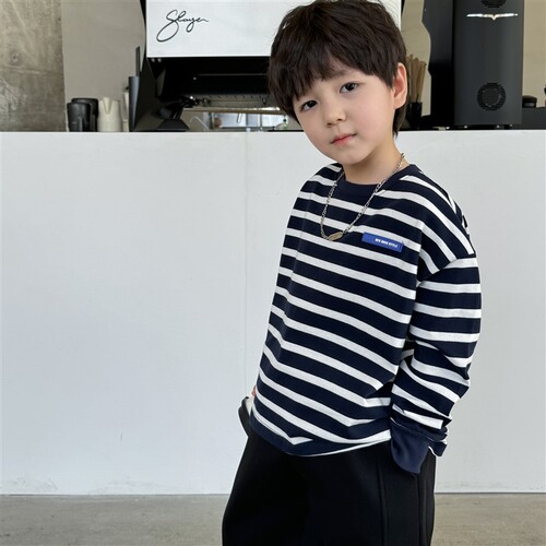 Haimajia boys' trendy pure cotton long-sleeved T-shirt tops children's 2024 spring and autumn new Korean style children's clothing bottoming shirt