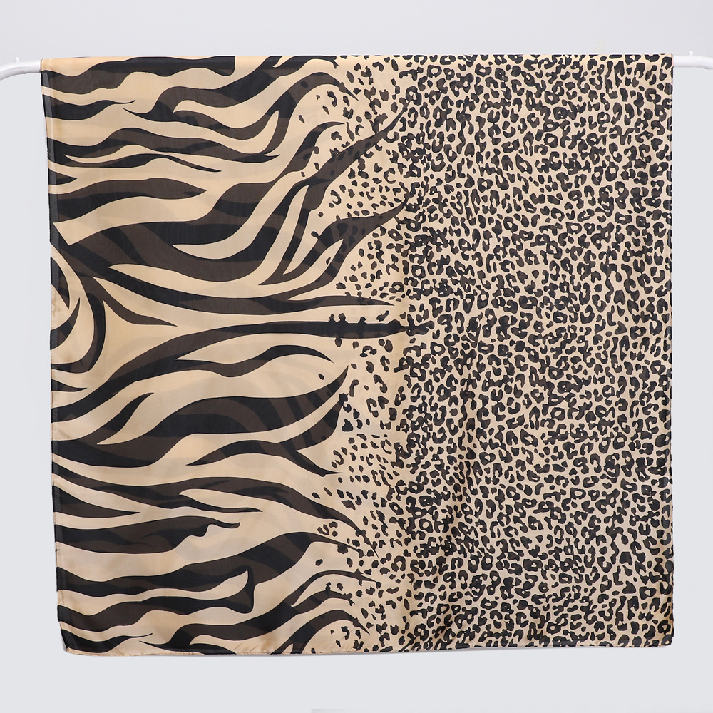 Leopard Print Patchwork Shawl Trendy Retro Style Long Silk Scarf Breathable Sunscreen Thin Women's Accessory_voghion.com