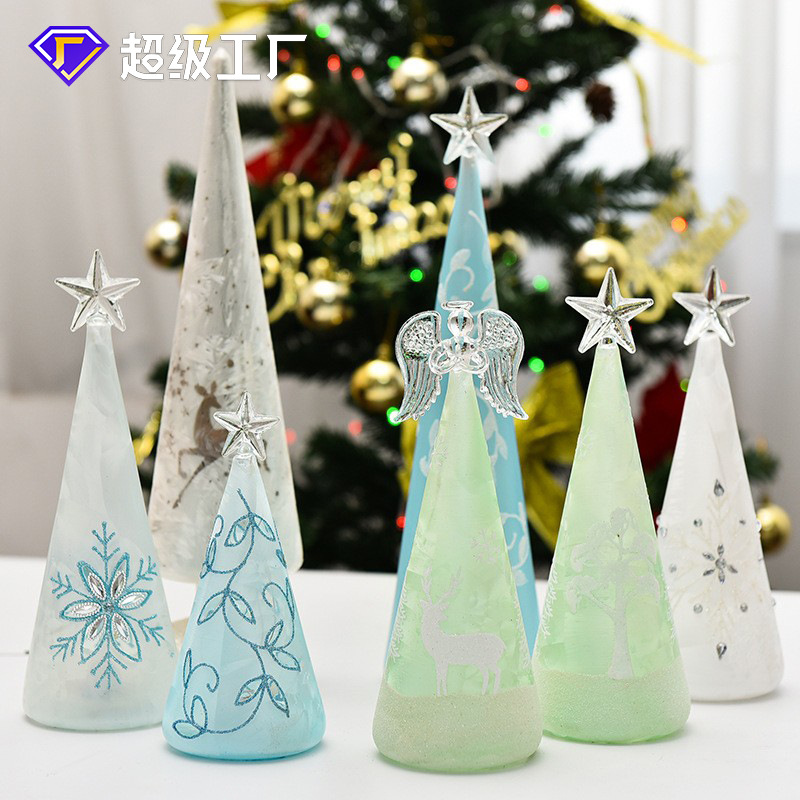 Fábrica al por mayor árbol de Navidad lámpara de cristal decorativa LED luminosa decoración de escritorio decoración de Navidad luz de la noche