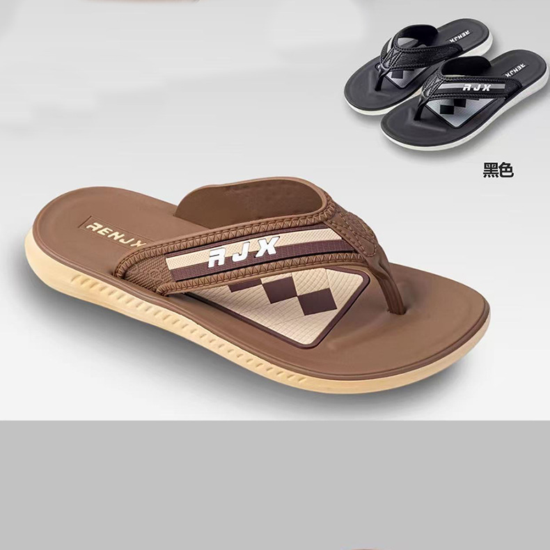Flip-Flops Men's New Summer Style Non-Slip Flip-Flops Thick-Soled Casual Outer Wear Comfortable Soft-Soled Wear-Resistant Beach Sandals