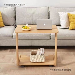 全無垢材ソファサイドテーブル、小さなテーブル、可動式怠惰な小さなアパートメント木製正方形テーブル、C型ベッドサイドリビングルームサイドテーブル