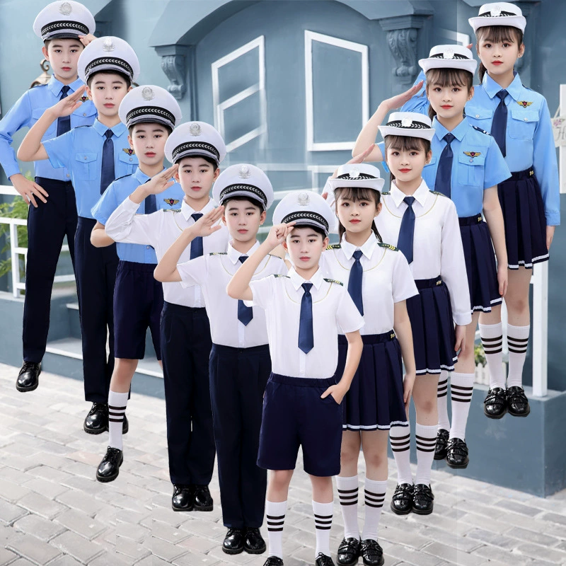 Детская одежда для выступлений на 1 июня Детская Одежда для маленьких военно-морских сил Одежда для хора для учащихся начальной школы Детский сад Выпускной Фотография Flag Raiser Одежда для полицейских выступлений