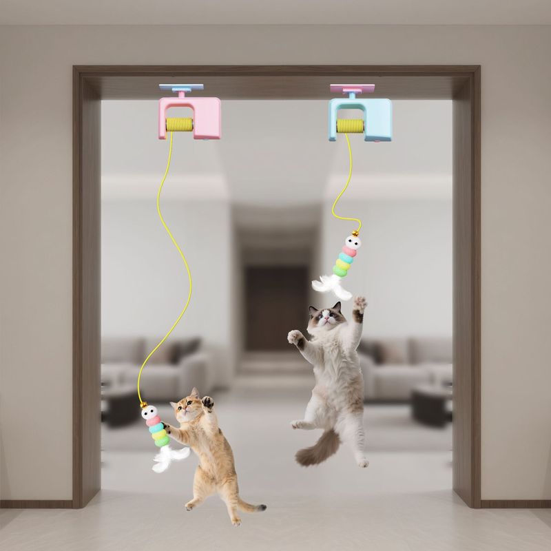 跨境热销电动宠物玩具悬挂猫猫球解闷自嗨智能电动羽毛逗猫棒批发|undefined