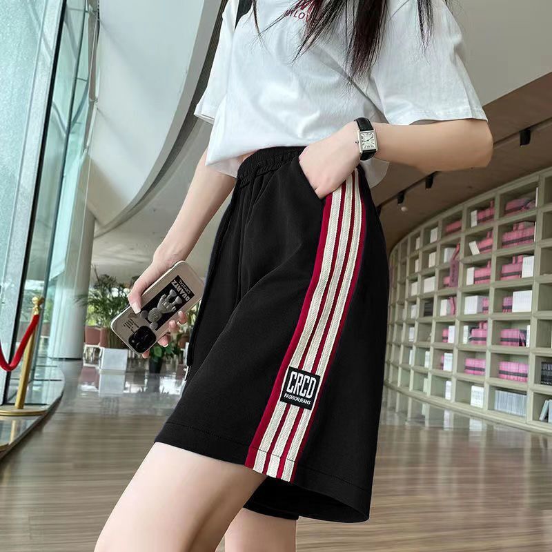 Middle School Students' Physical Examination Special Running Sports Shorts Women's Summer Thin Cotton Three-Stripe Casual Wide-Leg Five-Point Pants