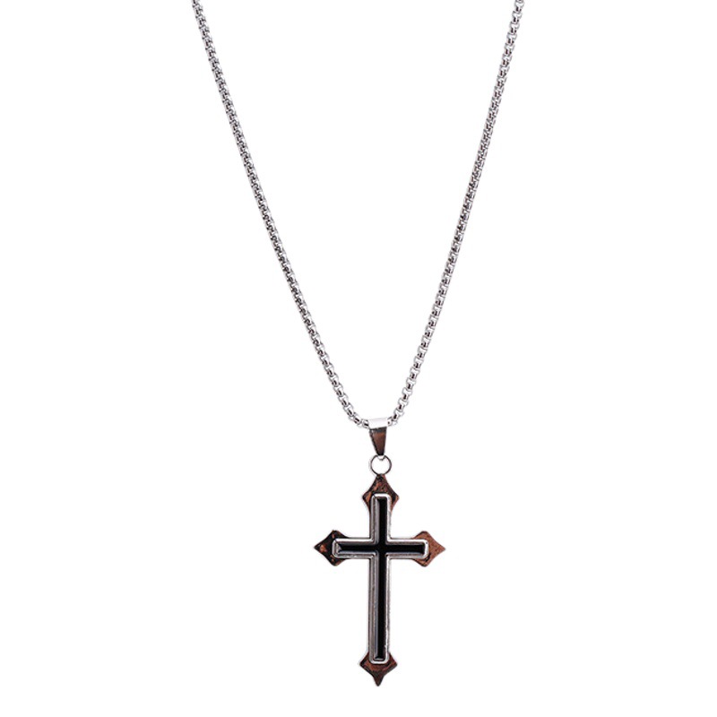 Collar cruzado de acero de titanio largo sin decoloración ins hip hop hombres moda suéter cadena nicho diseño sentido suéter cadena mujeres
