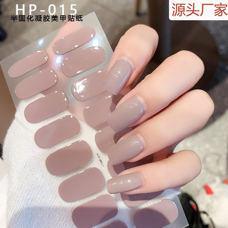 New UV Nail Stickers Second Generation Semi-curing Phototherapy Nail Art Stickers Full Stickers Waterproof and Long-lasting Cream Wind Soft Gel Stickers