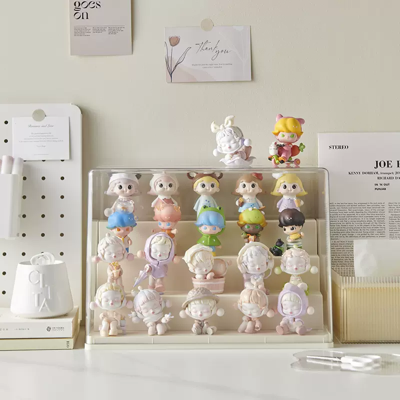 盲盒展示架泡泡玛特娃娃透明摆件展示柜手办收纳防尘可叠加展示盒