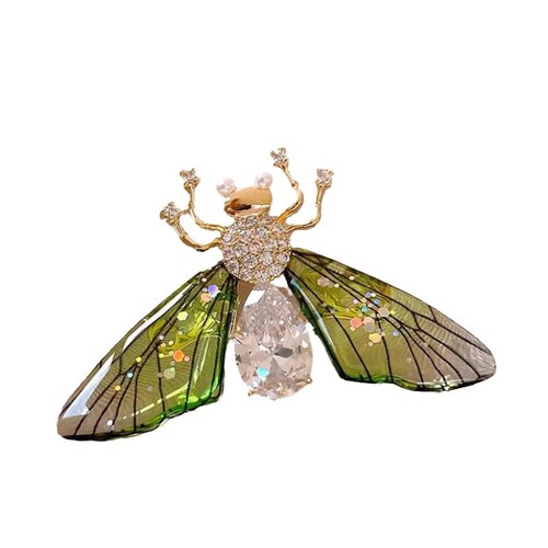 Cross-border hot selling vintage transparent wings bee butterfly brooch corsage anti-exposure insect brooch suit lapel pin
