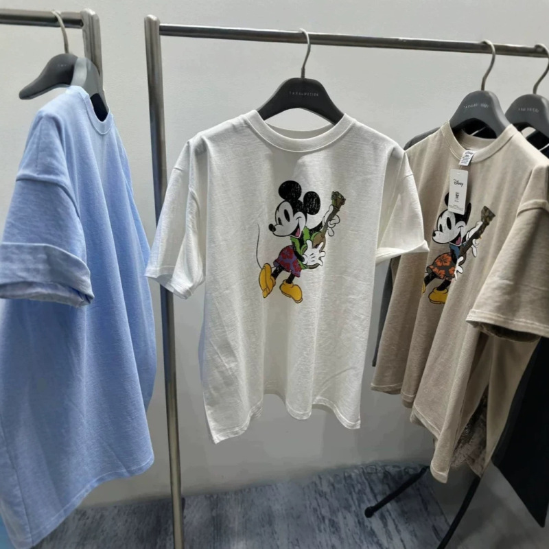 Korean Dongdaemun Pure Cotton Summer New Style Loose Casual Age-Reducing Mickey Cartoon Print Versatile Short-Sleeved T-Shirt for Women