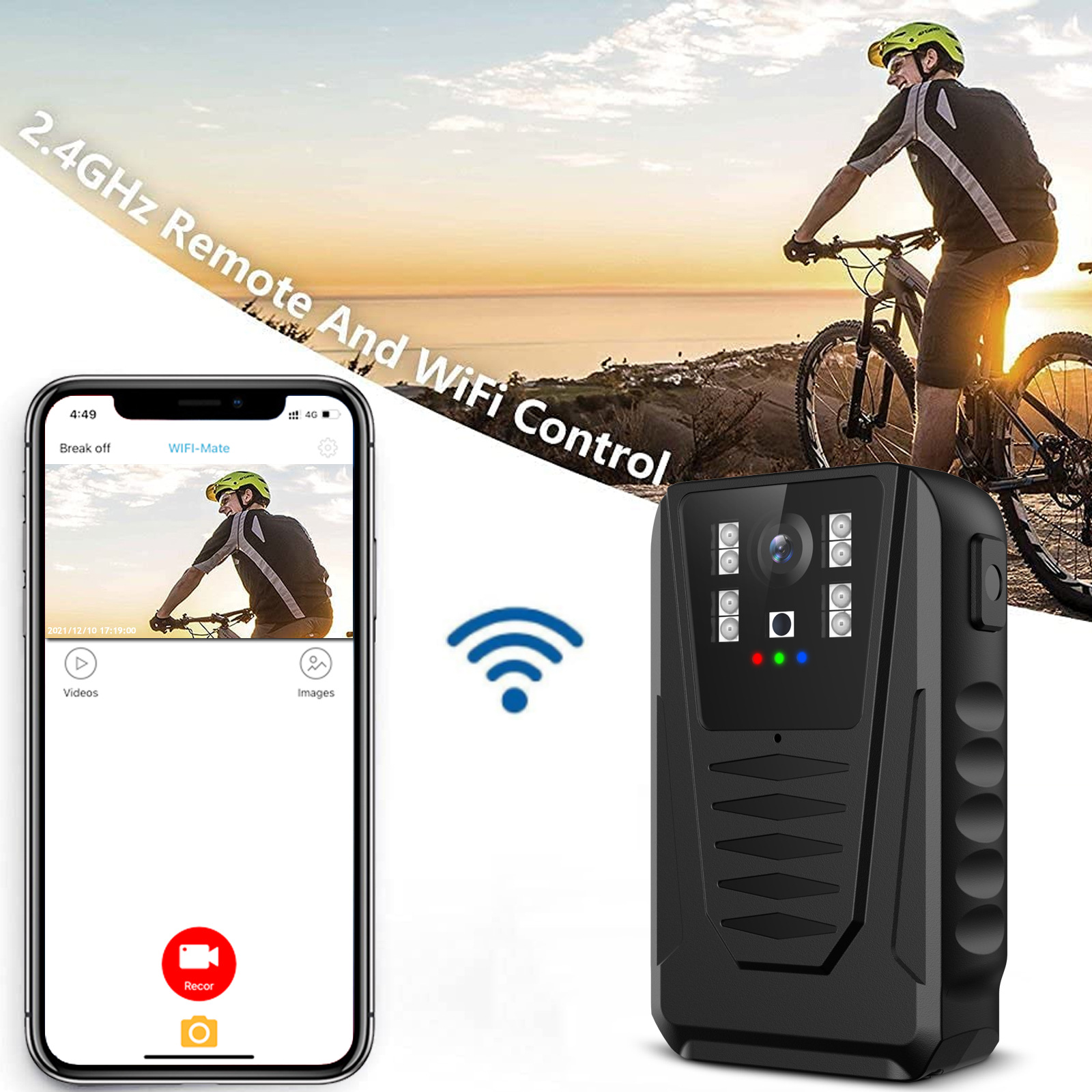 2021 nuevo instrumento de aplicación de la Ley WIFI visión nocturna por infrarrojos HD 1080p audio y video cámara portátil