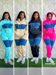 Denim trend sweatshirt, universal retro set, (Physicals)