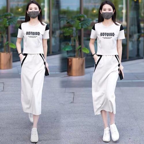 Casual Set 2026 Summer Trendy New Short-Sleeve Fashion T-Shirt and Skirt Two-Piece Mid-Length