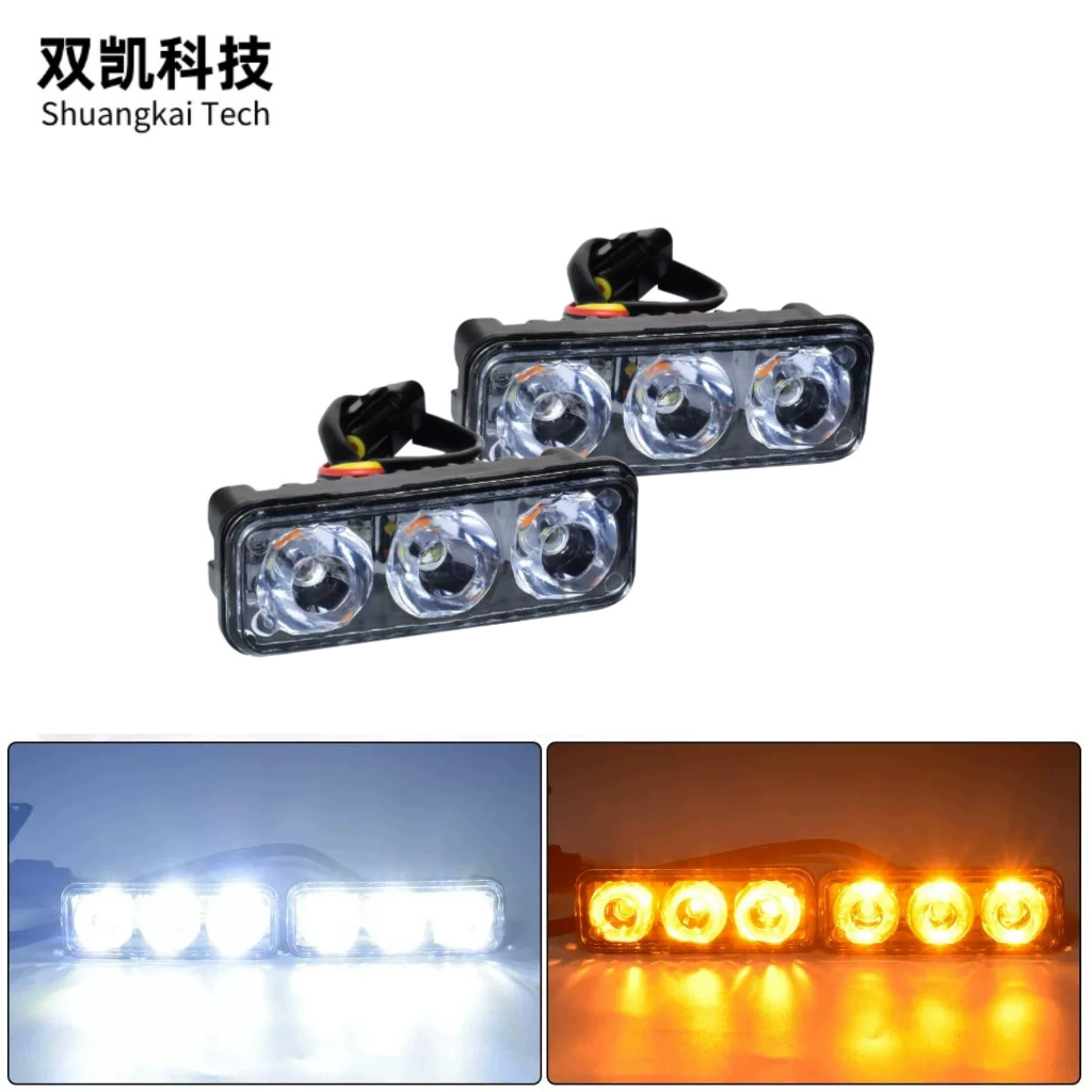 Автомобиль 3LED дневной рулевой свет желтый рулевой свет 3led дневные ходовые огни автомобиля рулевой свет