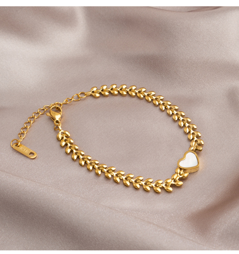 Lady Heart Shape Titanium Steel Plating Shell Bracelets 1 Piece