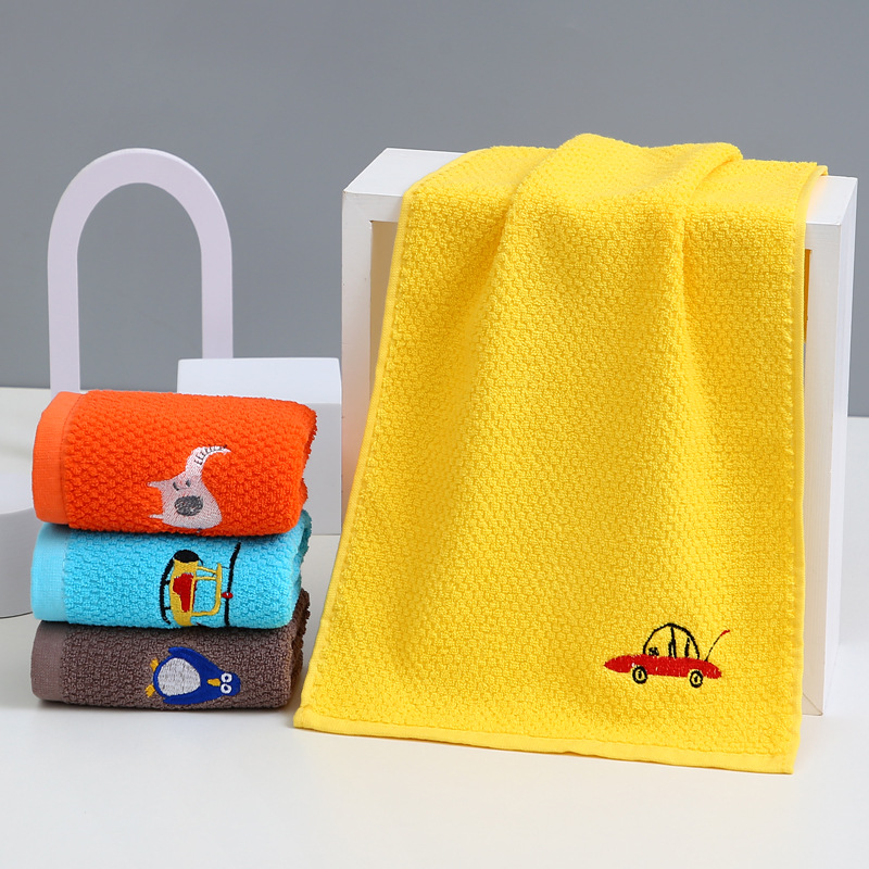 純棉兒童毛巾25*50全棉吸水擦臉面巾卡通刺繡小毛巾寶寶柔軟毛巾