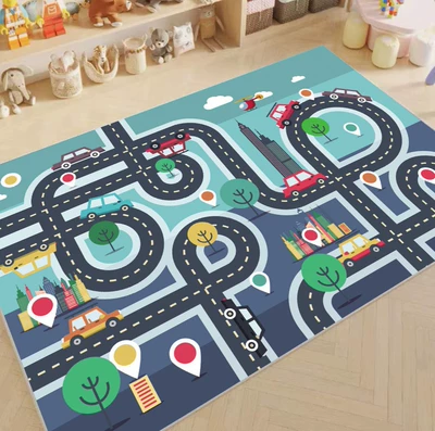 Play Mat for Kids, Parent-Child Interaction, Avtomobil döşəmə paspasları - parking-lot-mat-8-80120cm-crystal-velvet