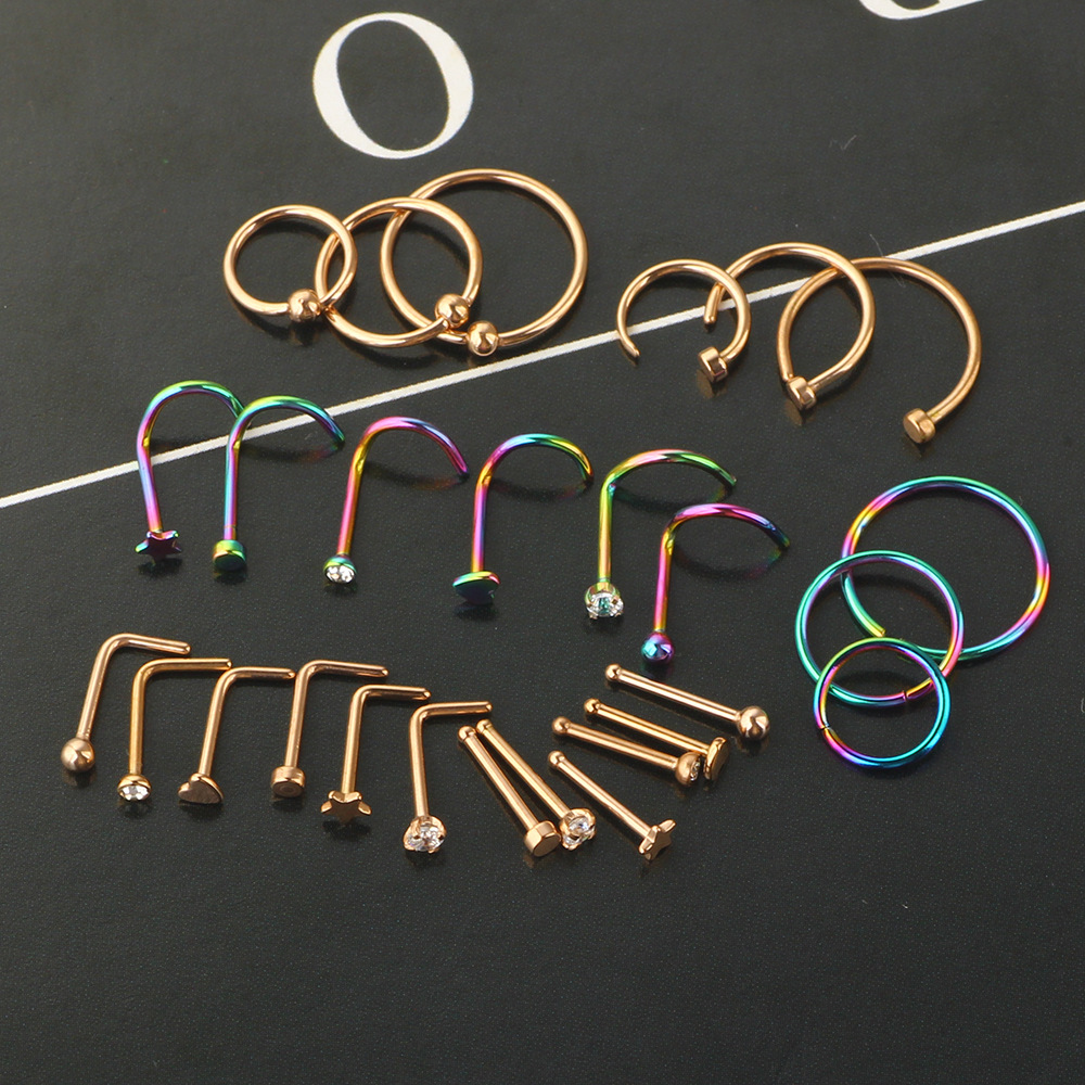 Stainless Steel Nose Ring Lip Ring Ear Stud Set Geometric Cactus Design Fashion Body Piercing Jewelry for Women detail image 7