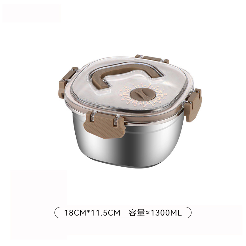 Caja de conservación fresca de acero inoxidable 304 con tapa, lonchera portátil para estudiantes de oficina de gran capacidad, caja de almacenamiento sellada para el hogar