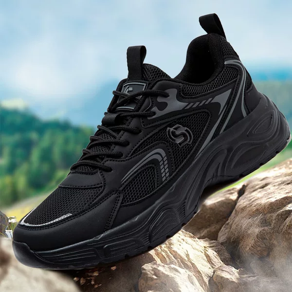 Unisex thick-soled height-increasing casual sports shoes, Black Warrior dad shoes, mesh breathable trendy versatile running shoes