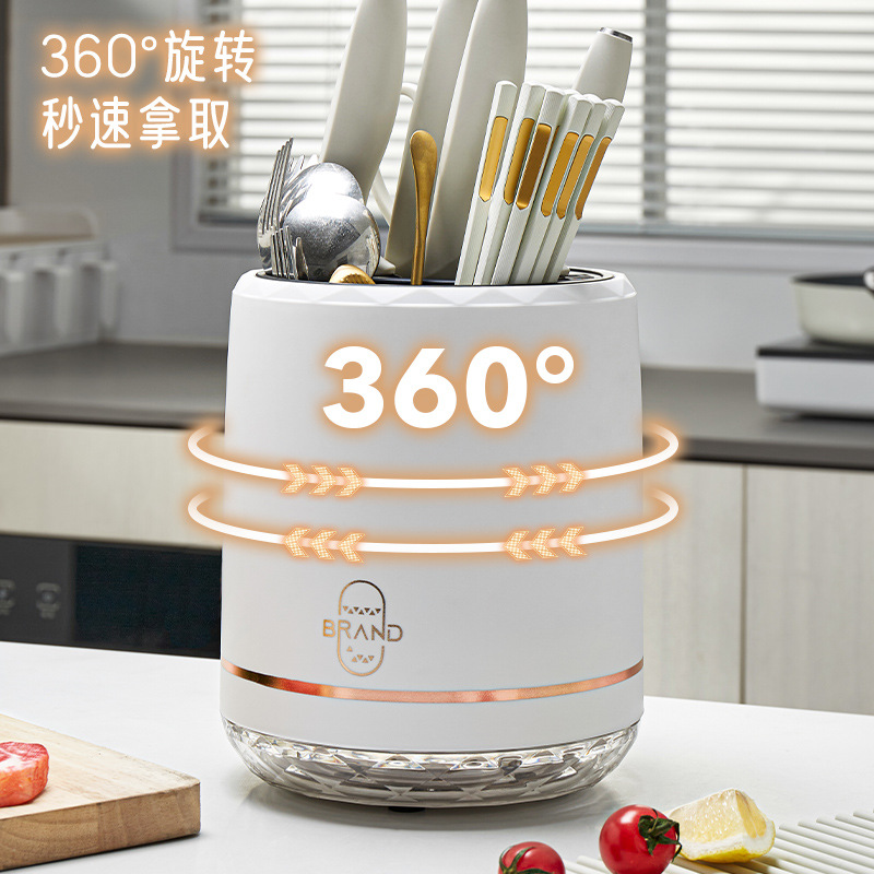 주방 회전식 나이프 랙 다기능 배수 나이프 홀더 가정용 조리대 젓가락 케이지 통합 보관 랙
