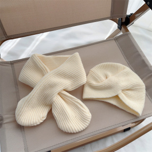 Special Offer Baby Indian Hat Set Autumn and Winter Pure Color Versatile Cute Baby Knitted Hat Scarf 2-Piece Set