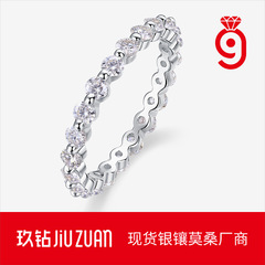 S925銀定格今指輪莫桑石全身閉口戒子クロスボーダーtemu熱売新商品源卸売り