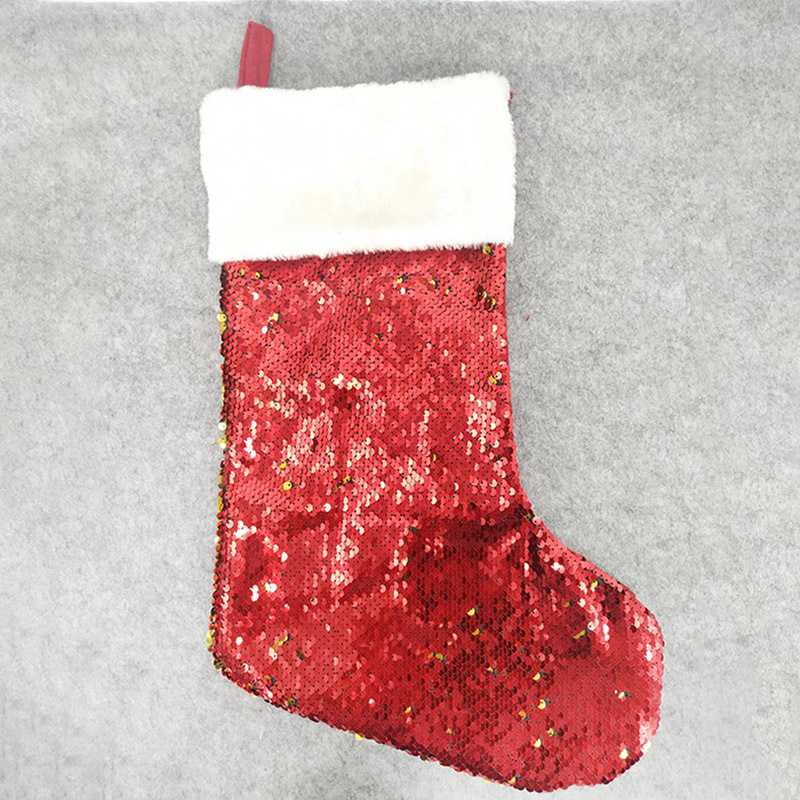 Transfronterizo nuevos suministros de decoración de Navidad con lentejuelas calcetines de Navidad con lentejuelas Rojas bolsa de regalo de Navidad