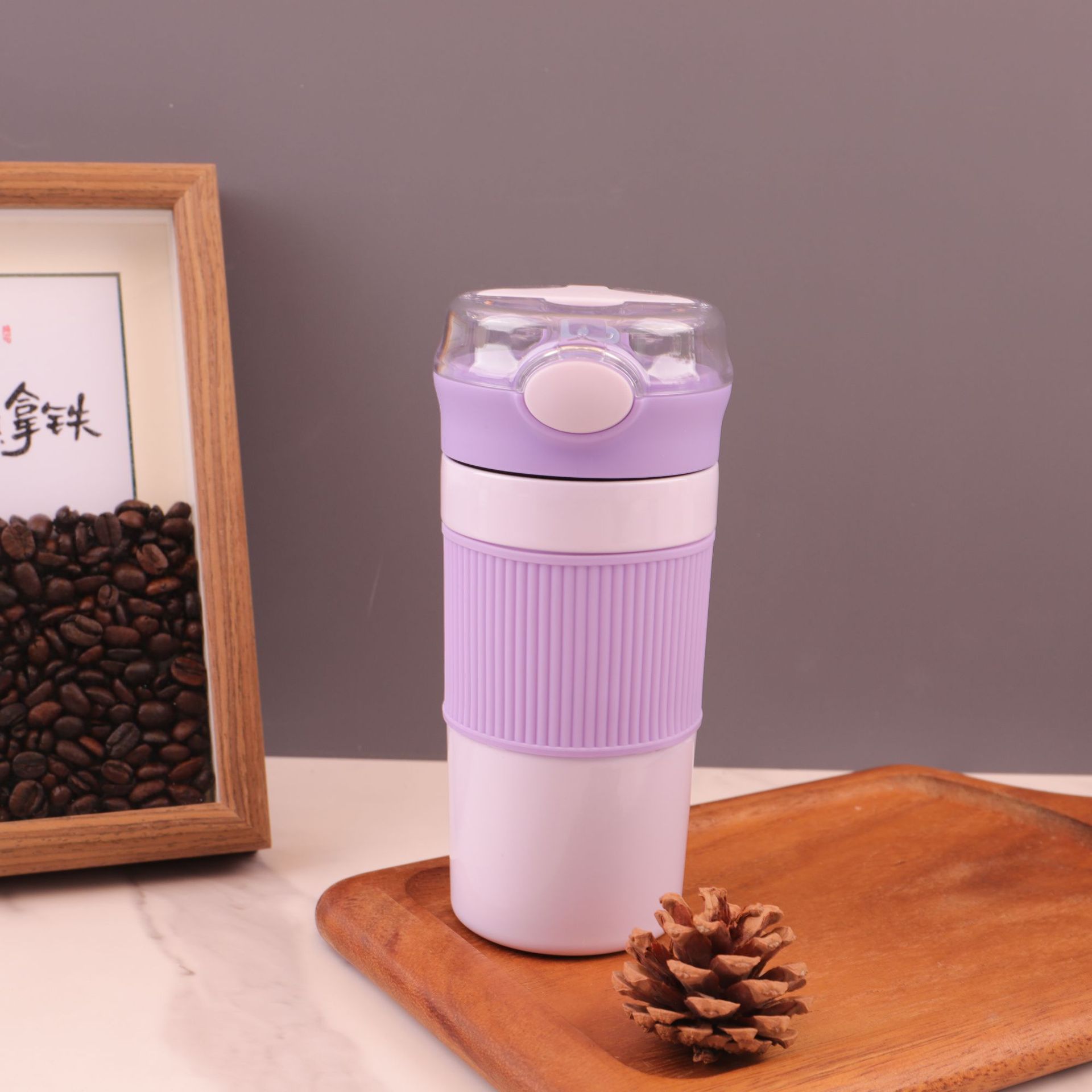 Taza de aislamiento de acero inoxidable 304 de comercio exterior, cubierta de silicona, pajita de rebote, taza de café, taza de agua portátil para exteriores, fábrica al por mayor