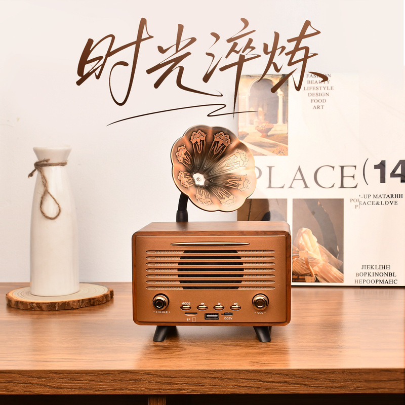 G3000蓝牙音箱迷你无线高音低音响复古台式木质插卡U盘播放高音质|undefined