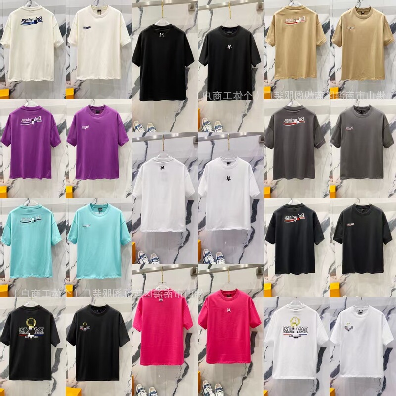 Cross-border Foreign Trade Correct Edition B Paris Classic BLCG Coke Wave Loose Short-sleeved T-shirt for Men and Women