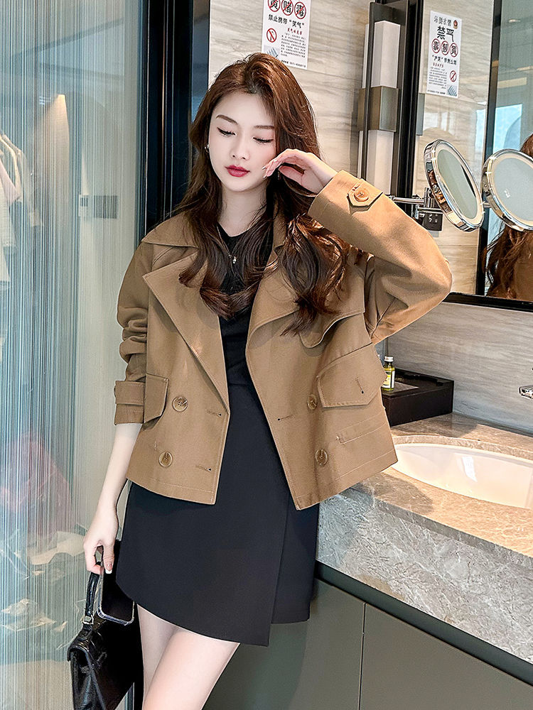 Short Trench Coat for Women 2026 Spring and Autumn New Korean Style Loose Fit Petite Fashionable Elegant Top High-End Trendy