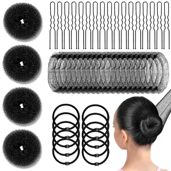 134 Pieces Cross-Border Set: 100 U-Shaped Clips, 10 Hair Ties, 20 Hair Nets, Flight Attendant Ballet Hair Clip Combination Set