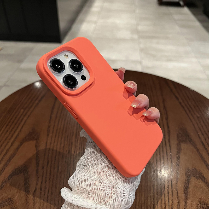 Solid Color Liquid Silicone Phone Case for Apple 14Pro Max iPhone 13 Full Coverage 12 Drop-resistant pm Protective Case