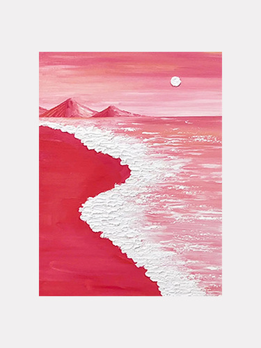 Texture painting diy material three-dimensional quartz sand acrylic digital oil painting pink beach handmade painting color painting wholesale