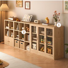 实木书柜家用储物柜自由组合格子柜落地置物架客厅书架收纳矮柜