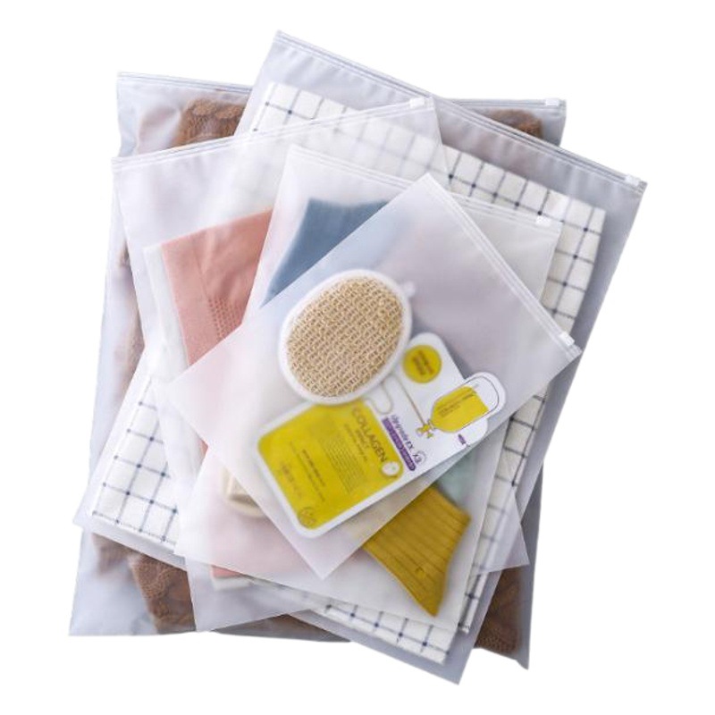 Transparent Frosted Zipper Bag Underwear Garment Bag pe Plastic Ziplock Bag Printable Clothes Socks Garment Packaging Bag