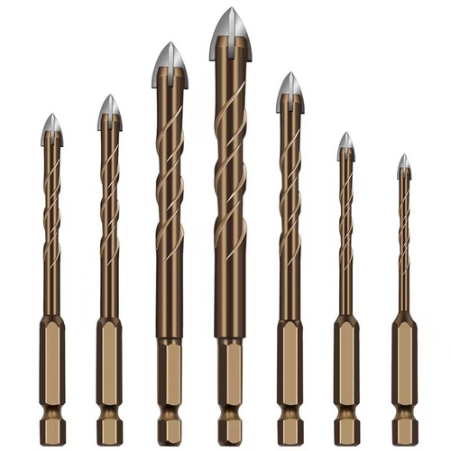 Cross twist drill tile concrete cement drill bit multi-functional glass hole opener alloy triangle drill bit set