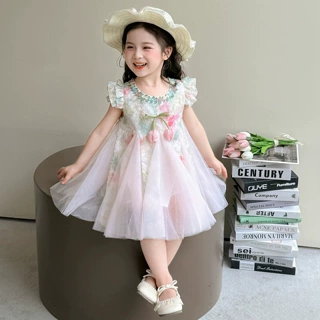 女童夏装连衣裙2025新款儿童夏季网纱裙公主裙女宝宝夏天洋气裙子