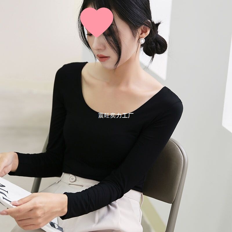 Modal Low-Neck Bottoming Shirt for Women, Long-Sleeved T-Shirt, Autumn Outer Wear, Slimming Look Pure Color Large Round Neck Versatile Top Modal Low-Neck Bottoming Shirt for Women, Long-Sleeved T-Shirt, Autumn Outer Wear, Slimming Look Pure Color Large Round Neck Versatile Top