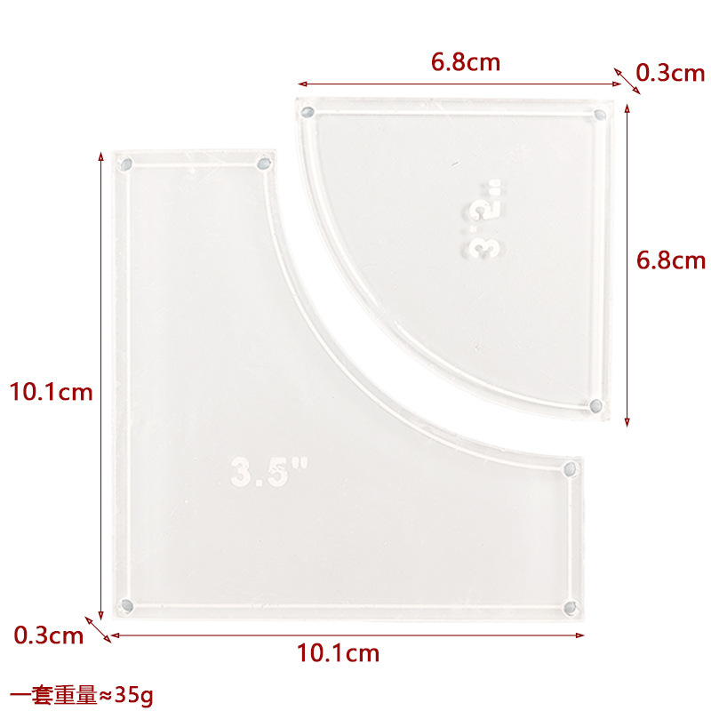 Regla de diseño de ropa Regla de mosaico de costura de forma especial de acrílico 90 ° Tela de corte Colección de plantillas de mosaico de doble regla