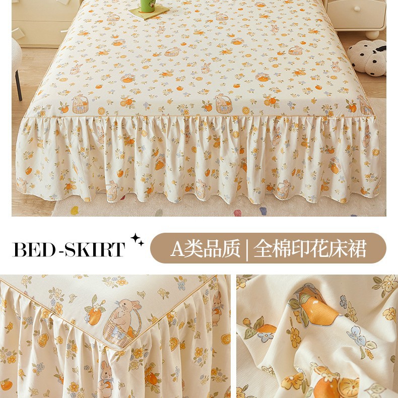 2025 nueva falda de cama de algodón de una sola pieza 2025 nueva funda de cama de algodón individual universal de cuatro estaciones con falda