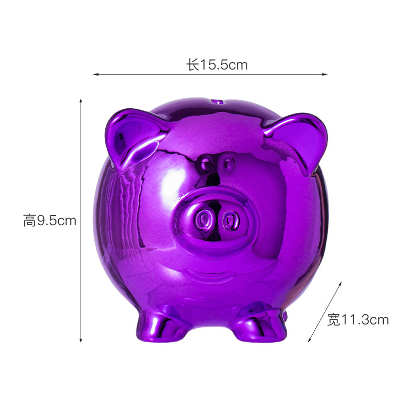 陶器製電気メッキ小豚貯金箱、学生への誕生日プレゼント、リビングの本棚飾り、電気メッキ加工|undefined