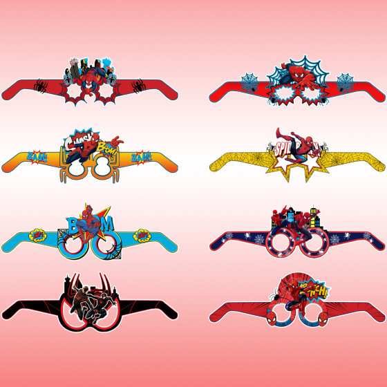 New Spider-Man Theme Photo Glasses Props Children's Birthday Paper Cartoon Funny Glasses Party Decoration