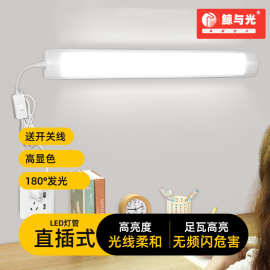 灯免安装 卧室客厅墙壁灯管长条家用插电式直插头超亮照明led灯条