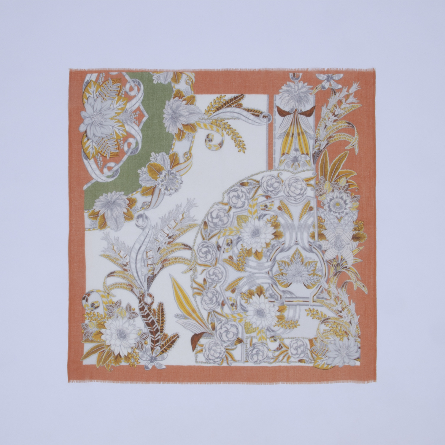 Versión coreana de la nueva bufanda de seda cuadrada pequeña de cachemira pura de 70cm impresa, bufanda de flor de anacardo grande, disponible en stock transfronterizo