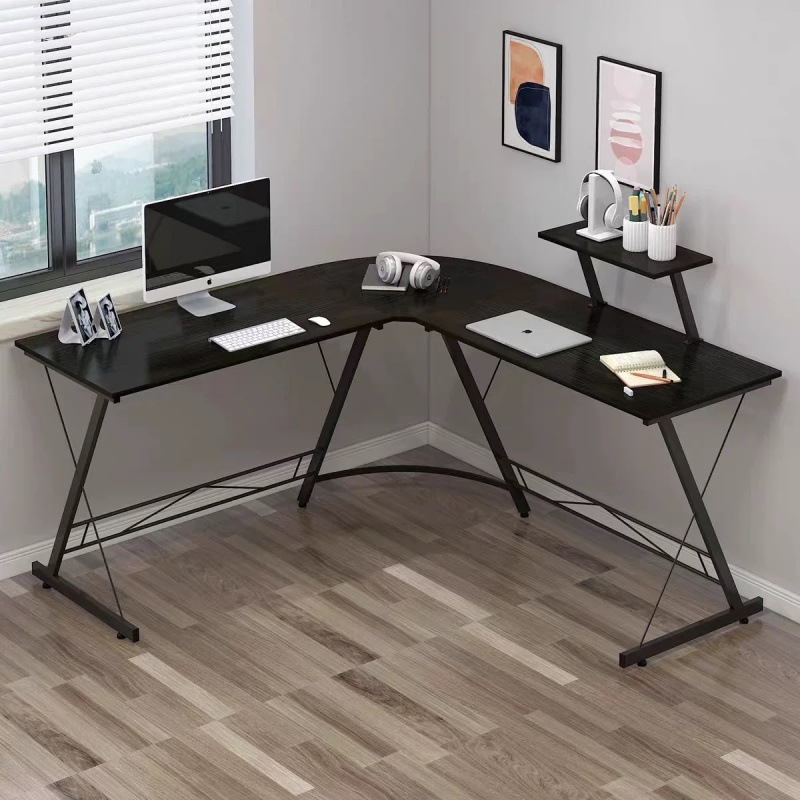 Cross-Border Amazon Office Desk Wrought Iron Double Computer Desk Simple Panel L-Shaped Computer Desk Gaming Desk Double
